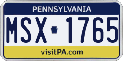 PA license plate MSX1765