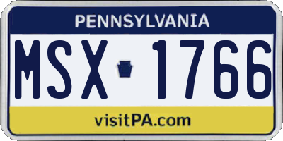 PA license plate MSX1766