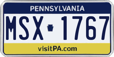 PA license plate MSX1767