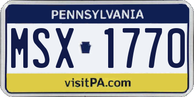 PA license plate MSX1770