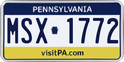 PA license plate MSX1772