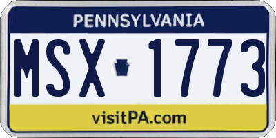PA license plate MSX1773