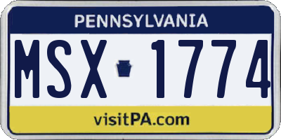 PA license plate MSX1774