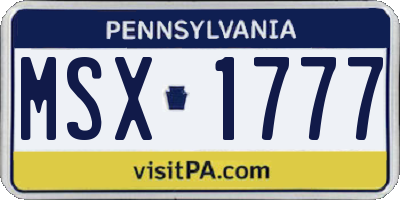 PA license plate MSX1777