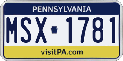 PA license plate MSX1781