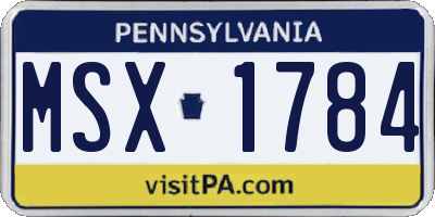 PA license plate MSX1784