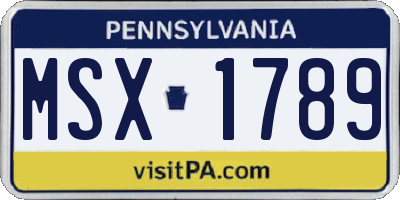 PA license plate MSX1789