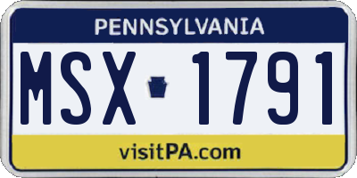 PA license plate MSX1791