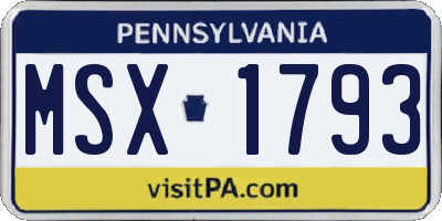 PA license plate MSX1793