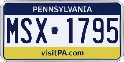 PA license plate MSX1795
