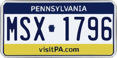 PA license plate MSX1796