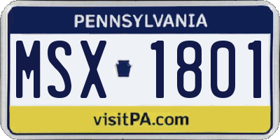 PA license plate MSX1801