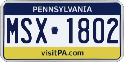 PA license plate MSX1802