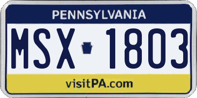 PA license plate MSX1803