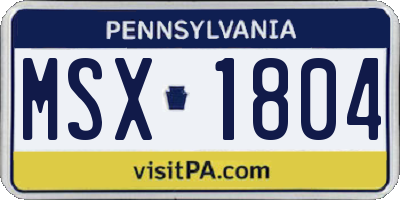PA license plate MSX1804