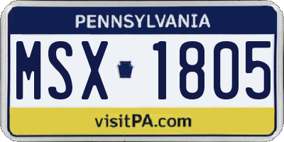 PA license plate MSX1805