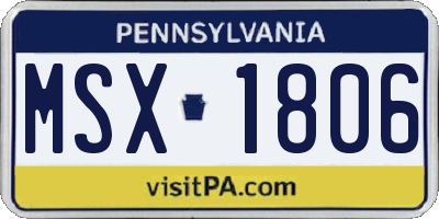 PA license plate MSX1806