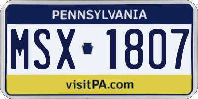 PA license plate MSX1807