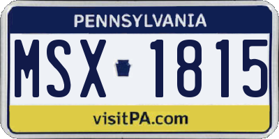 PA license plate MSX1815