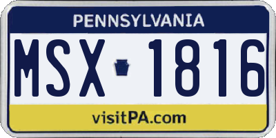 PA license plate MSX1816