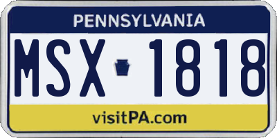 PA license plate MSX1818