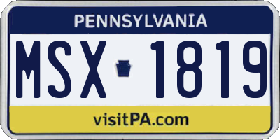 PA license plate MSX1819