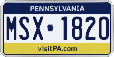 PA license plate MSX1820