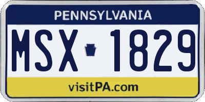 PA license plate MSX1829