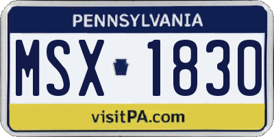 PA license plate MSX1830