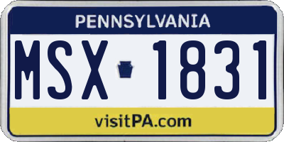 PA license plate MSX1831