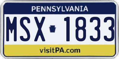 PA license plate MSX1833