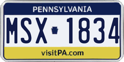PA license plate MSX1834