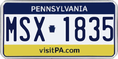 PA license plate MSX1835