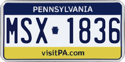 PA license plate MSX1836