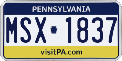 PA license plate MSX1837