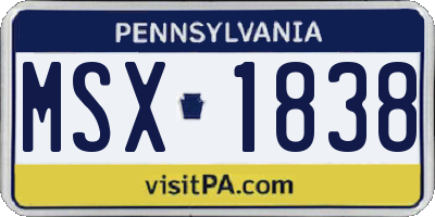 PA license plate MSX1838