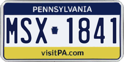 PA license plate MSX1841