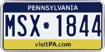 PA license plate MSX1844