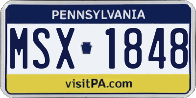 PA license plate MSX1848