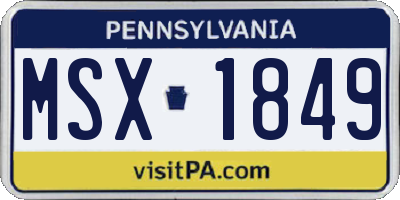 PA license plate MSX1849