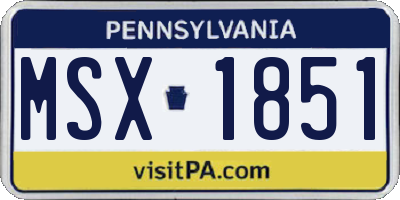 PA license plate MSX1851