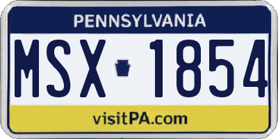 PA license plate MSX1854