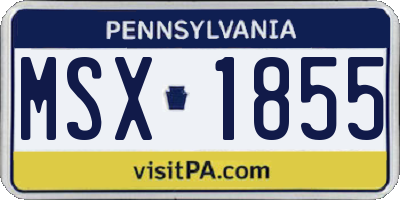 PA license plate MSX1855