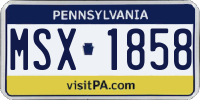 PA license plate MSX1858