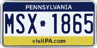 PA license plate MSX1865