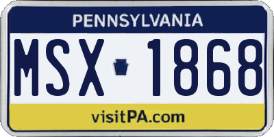PA license plate MSX1868