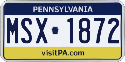 PA license plate MSX1872