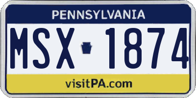 PA license plate MSX1874