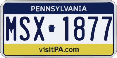 PA license plate MSX1877
