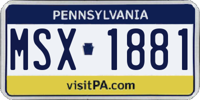 PA license plate MSX1881